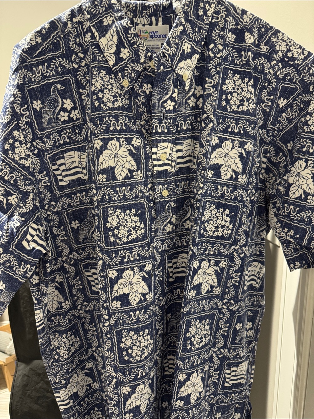 reyn spooner Navy & White Floral Bird Button-Up Shirt